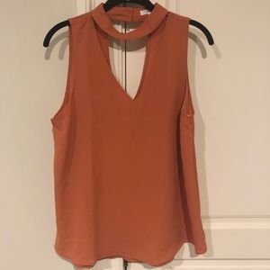 Burnt orange tank top blouse with collar
